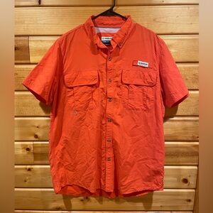 Magellan Outdoors Fish Gear Angler Fit Short Sleeve Orange Fishing Shirt Large